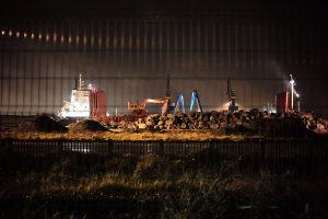 Travaux d'aménagement du port de Calais. Janvier 2018.